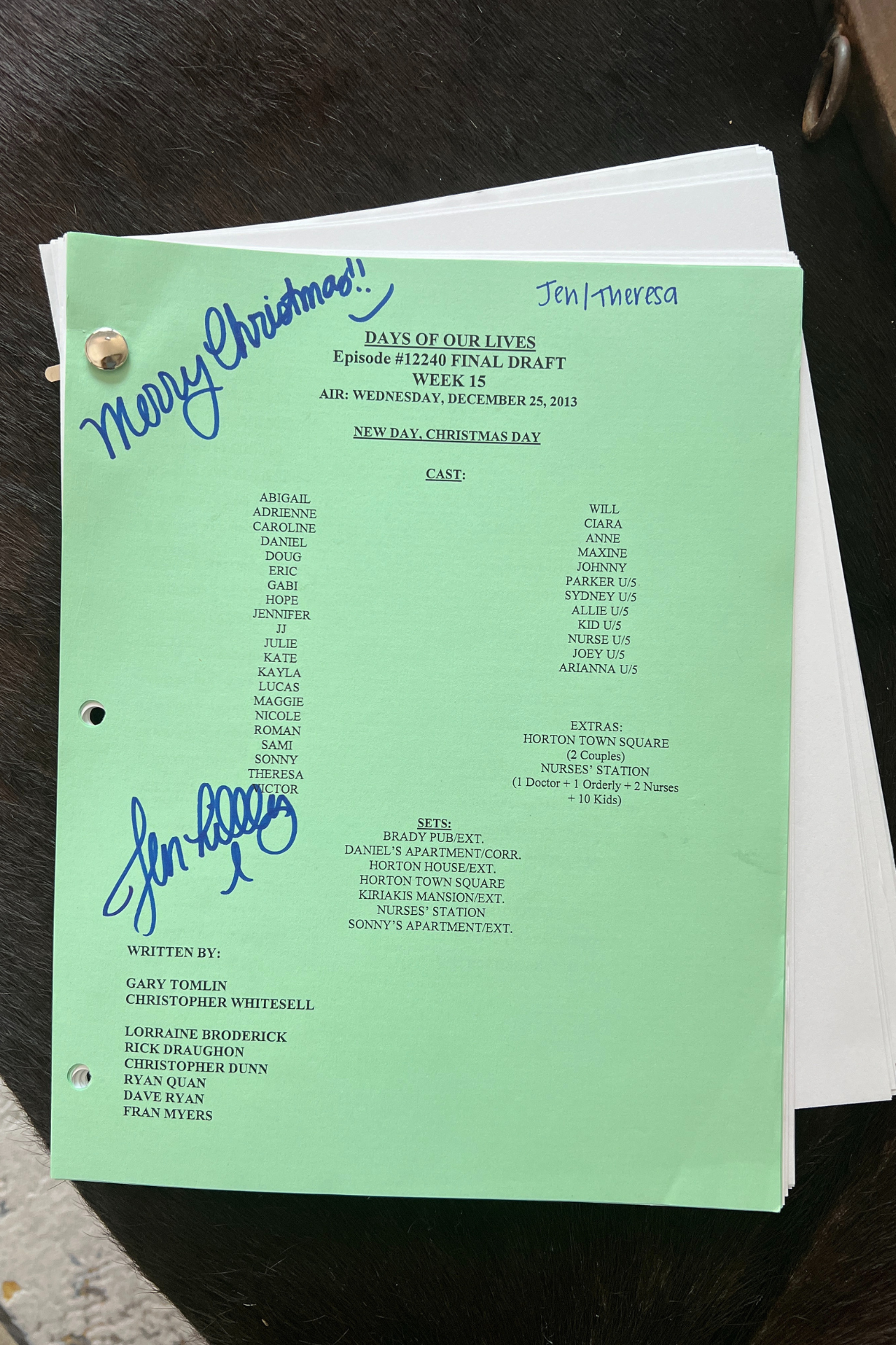 DAYS of OUR LIVES Script- CHRISTMAS EDITION Autographed by Jen Lilley