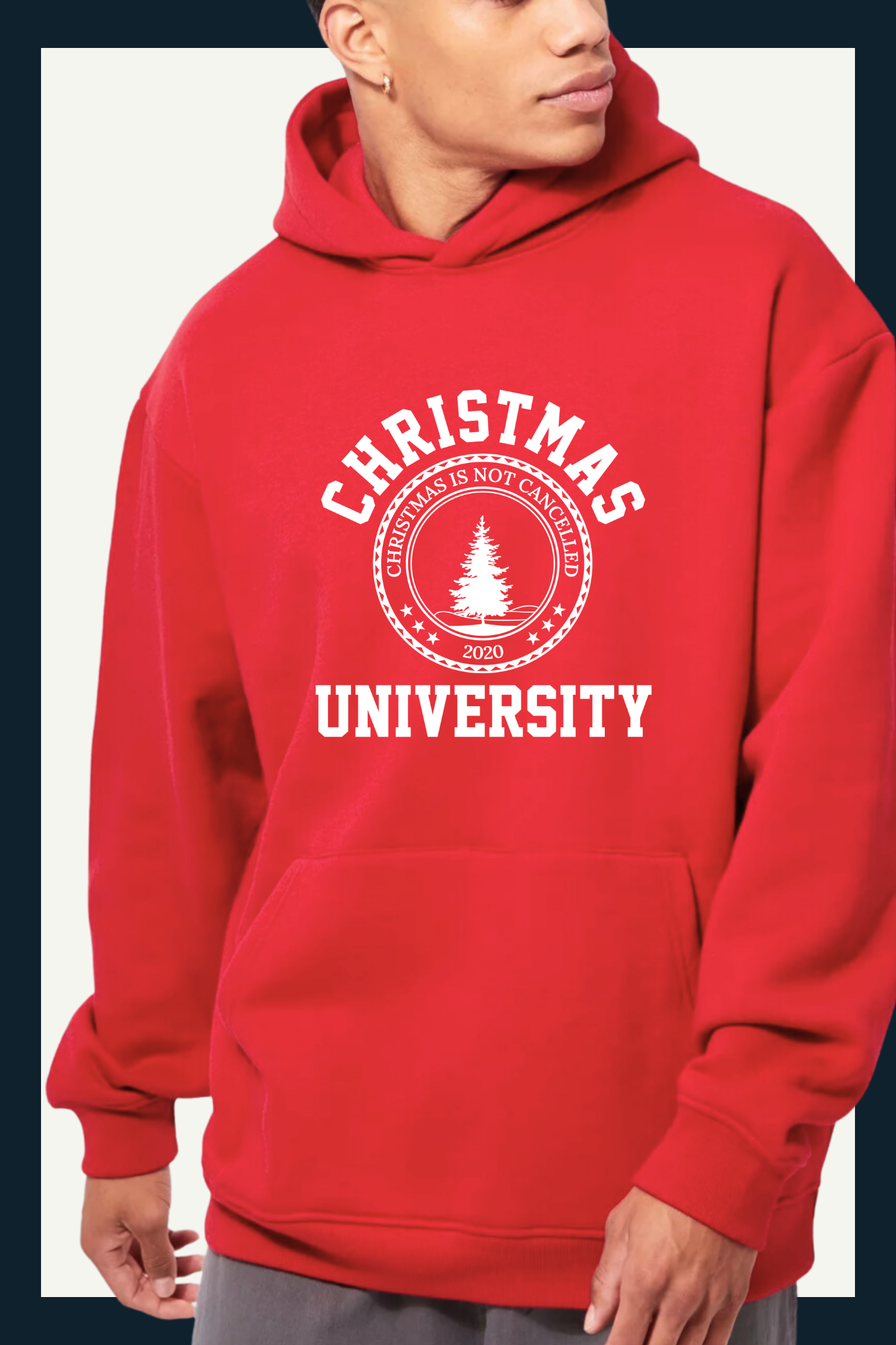 CHRISTMAS UNIVERSITY SIGNATURE HOODIE in Rudolph's Red Nose Red.